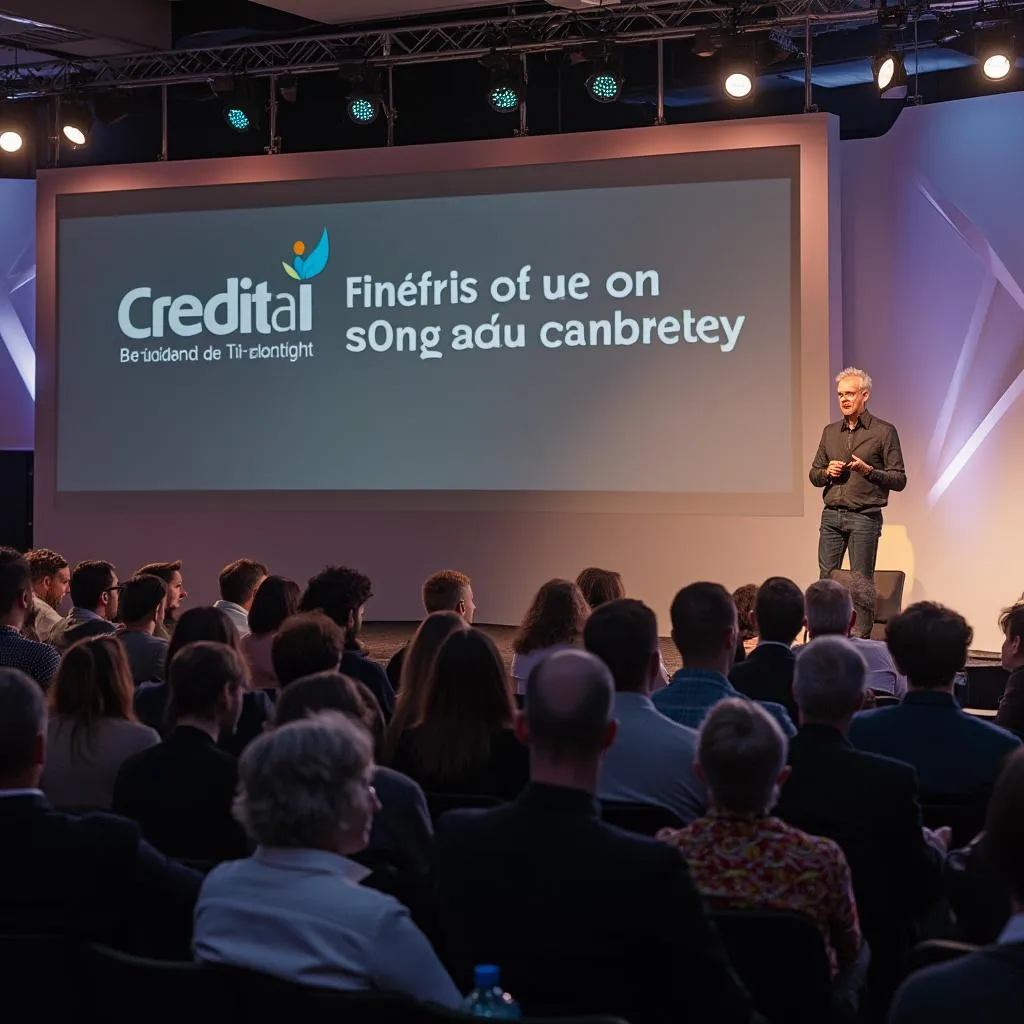 Présentation lors d'une conférence fintech