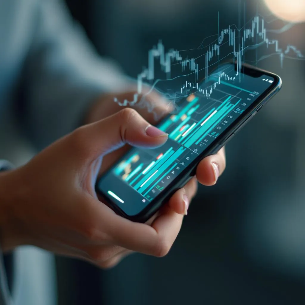 Personne utilisant un smartphone pour gérer ses finances alternatives